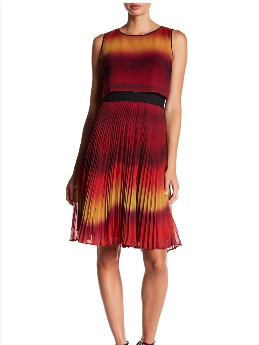 Karen Millen Girls' Ombré Pleated Dress in Wine & Gold - Charming